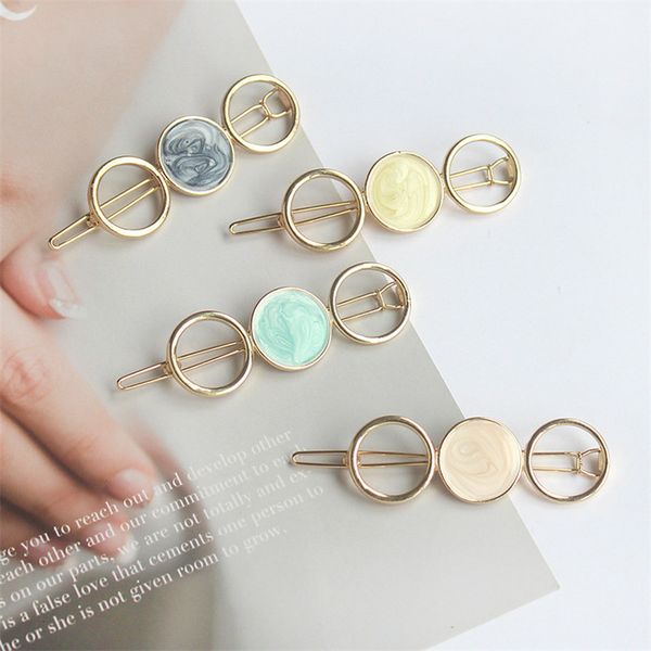 

korean round star hair clips for women vintage geometric alloy hairband elegant girls bang hairgrip barrette hair accessories, Silver