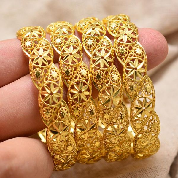 

24k 4pcs dubai arab gold baby bracelet bangles jewelry bracelets women girls baby middle eastern african fashion copper bangles, Black
