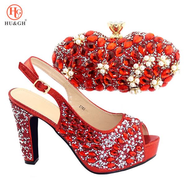 

african women summer fashion shoes and bag set decorated with rhinestone italian shoe matching a nice bag for wedding party, Black