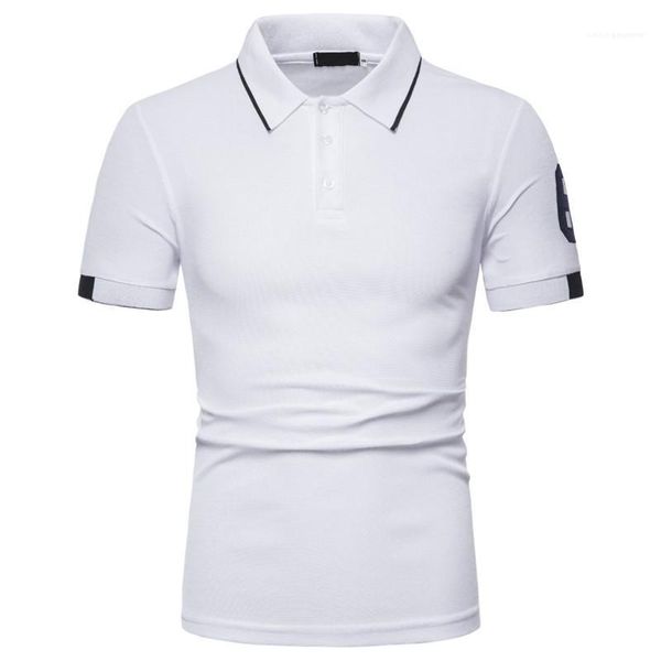 

polos casual turn-down collar polos mens clothing mens designer number print polos fashion natural color short sleeve, White;black