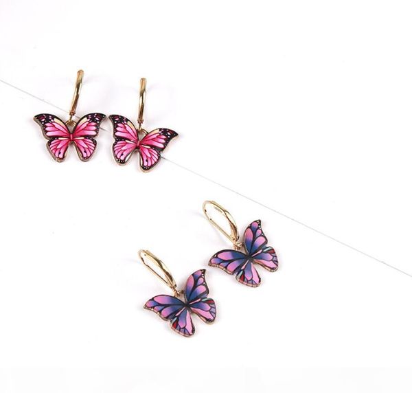 

2020 new style gift party colorful oil butterfly dangle earrings for girl women creative drop earring female 2020 fashion jewelry simple, Golden