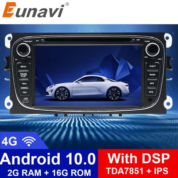 

eunavi 2 din 7" android 10 car dvd player radio online maps gps navigation wifi for focus ii galaxy transit tourneo mondeo