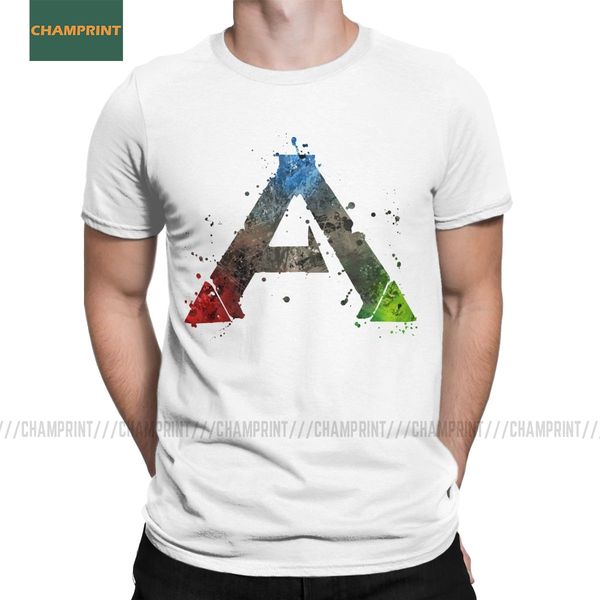 

ark survival evolved splatter men t shirt t-rex game dinosaur novelty tee shirt short sleeve t-shirts pure cotton plus size