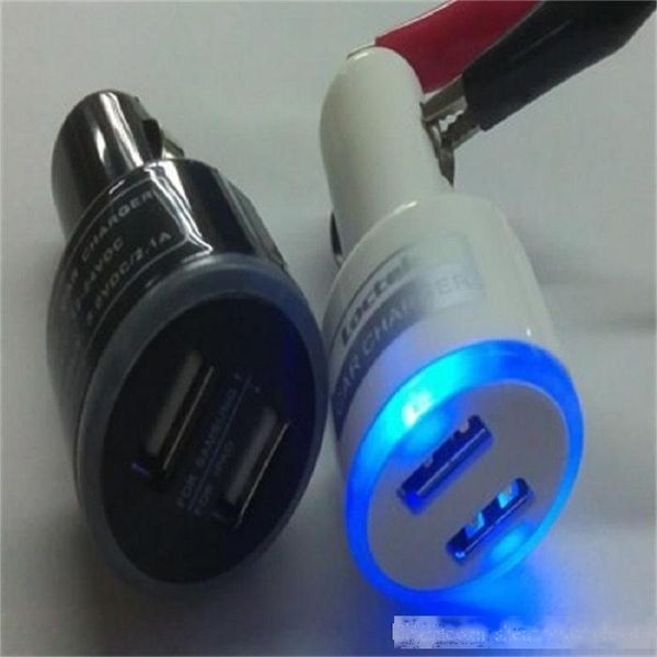 

200pcs beautiful light color ring double 2a dual usb mini car charger for smart phone cell phone galaxy note