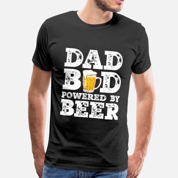 

dad bod powered by beer funny food lovers father t shirt men fitness short sleeve o-neck unique fitness humor spring family shirt