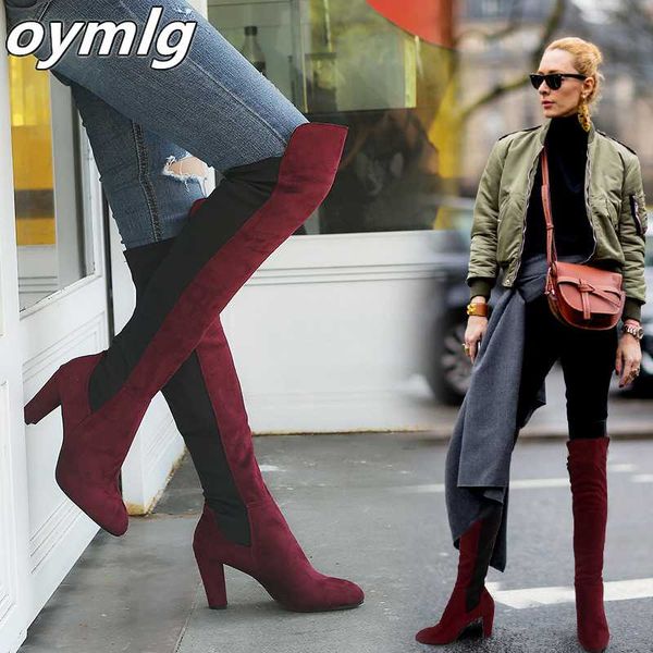 

boots plus size women knee high thigh fashion heels casual comfort party woman winter, Black