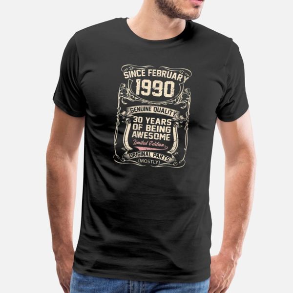 

womens vintage since february 1990 30 years of bei t shirt men customized 100% cotton round neck standard humor spring autumn unique shirt