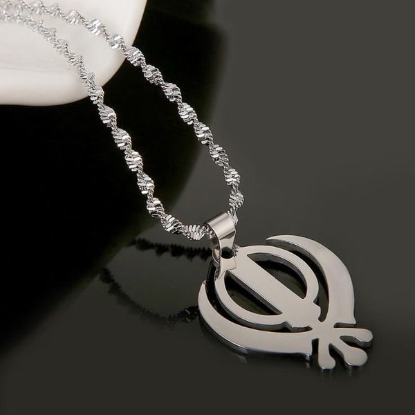 

stainless steel trendy sikhism pendant necklace silver color sikh khanda sikhs jewelry