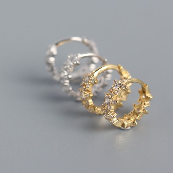 

kikichicc 925 sterling silver 8.7mm sunflower hoops pendiente huggies gold rock punk women crystal piercing luxury jewelry 200925, Golden;silver