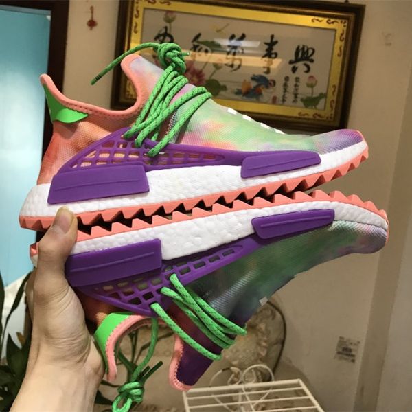 

pharrell холи фестиваль chalk coral ac7034 chalk coral вспышки green lab pu luxe chaussures de кроссовки спорт мужчины обувь schoenen размер, White;red