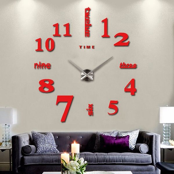 

home decoration big mirror wall clock modern design 3d diy large decorative wall clocks watch wall