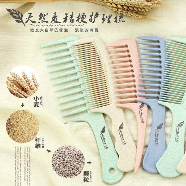 

creative wheat straw comb environment-friendly broad-toothed comb long handle anti-hair loss massage, Silver