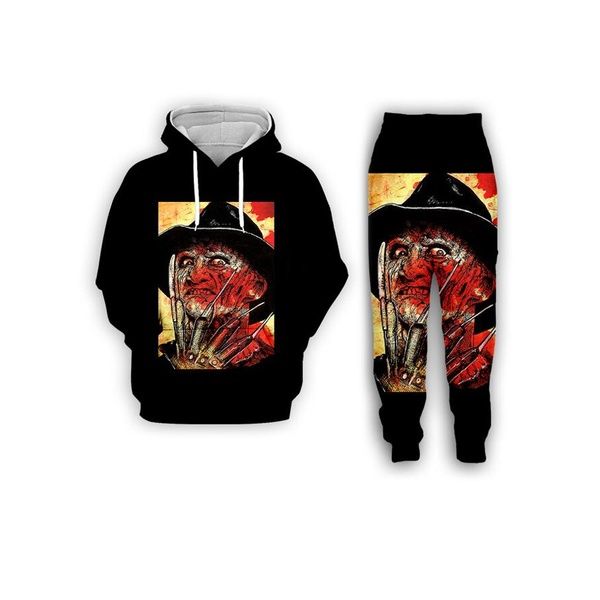 

new fashion mens/womens a nightmare on elm street freddy krueger funny 3d print casual hoodie+pants s290, Gray