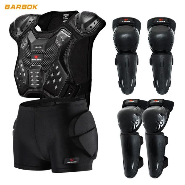 

wosawe kid's motorcycle armor kit back bandage spine protection hockey kneepads elbow vest jackets protector set 5-15 years old