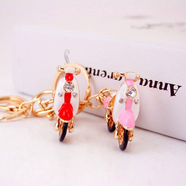 

alloy key cut pink electromobile key ring keychain rhinestone crystal purse car chain gift girl bag decorative, Silver