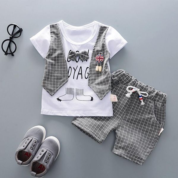 

baby boy clothing boys girls summer gentleman infant outfits cartoon grid shorts for 0 1 2 3 4 years children's clothes kg-189, White