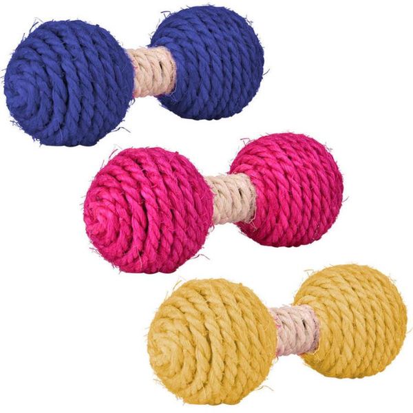 

cat kitten sisal dumbbell toys pets scratch chew teaser squeaky toy cute