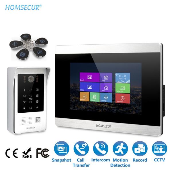 

video door phones homsecur 4 wire 7" intercom system rfid access 800tvline camera snaps recording motion detection for home security