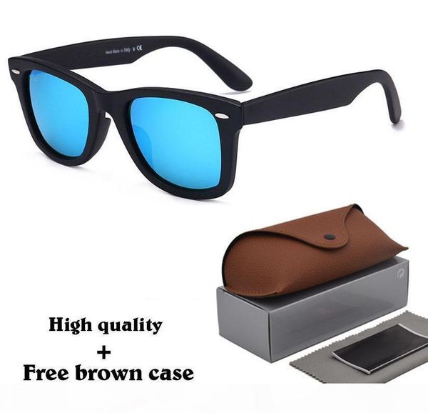 

excellent quality sunglasses plank frame metal hinge glass lenses fashion men sun glasses women glasses with brown cases and box, White;black