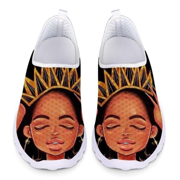 

fashion afro black girl women mesh flat shoes custom pattern slip-on casual shoes for woman walking sneakers loafers soft