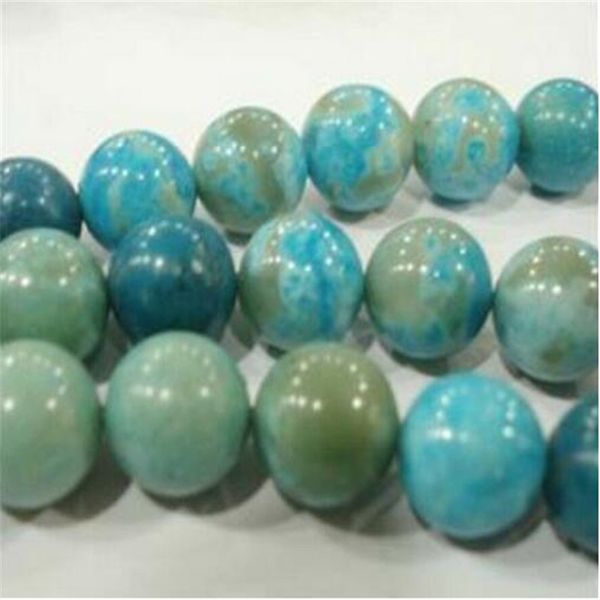 

2 piÃ¨ces 6mm bleu fou dentelle agate ronde gemmes perles en vrac 15", Silver