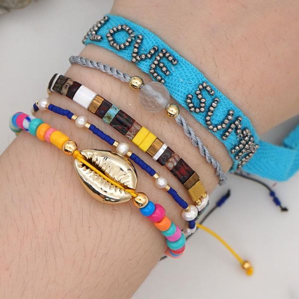 

go2boho bracelets miyuki tila bracelet jewelry sea shell pulseras mujer pearl women beads summer letter string bohemian armband, Golden;silver
