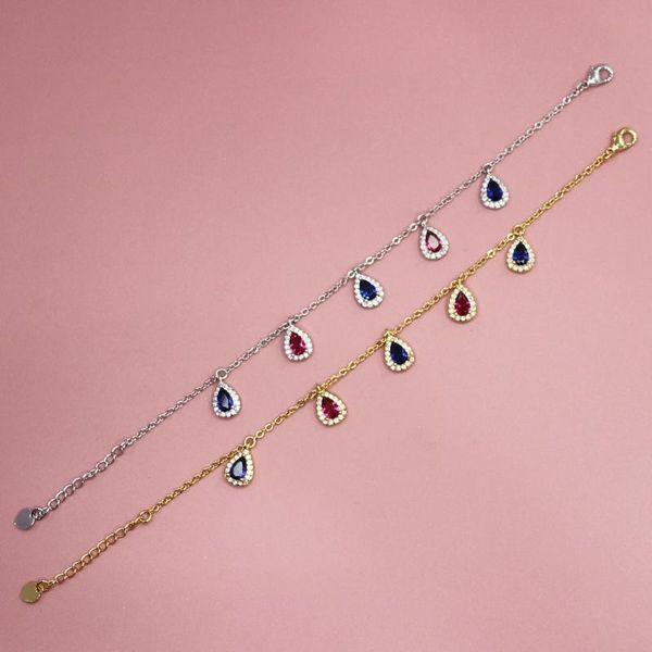 

link, chain classic fashion red and blue zircon bracelet wedding gift for girls l0323, Black