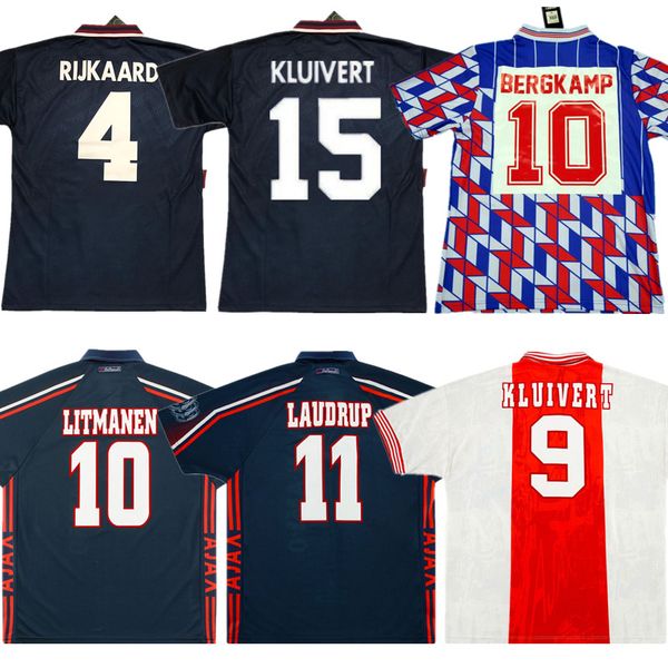 

1997 98 retro litmanen soccer jersey 89 90 94 95 96 04 05 kluivert van der vaart ibrahimovic ancient football shirt, Black;yellow