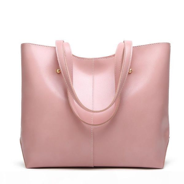 

2020 womens luxury designer purses handbags oil wax leather large capacity tote bag casual pu leather women shoulder bag pink