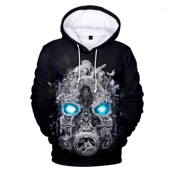 

3d printed long sleeve hooded mens sweatshirts fashion male clothing borderlands designer mens hoodies autumn lion, Black