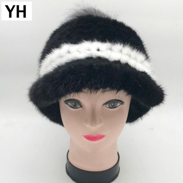 

2020 new real mink hat women natural ermine new high-quality fashion lady winter hat cap russian fur hats for women, Blue;gray