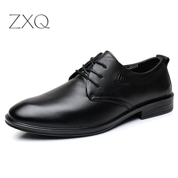 

men genuine leather shoes classic spring autumn fashion men oxford shoes breathable light dress, Black