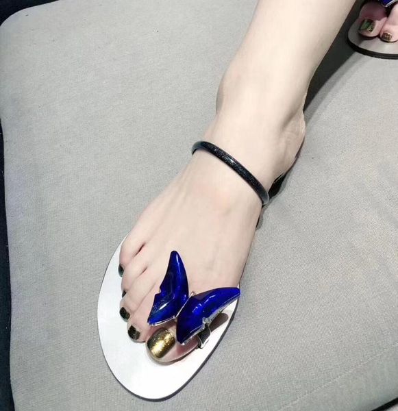

2020 new women bling casual summer outside beach flat brand slides shiny butterfly knot, Black