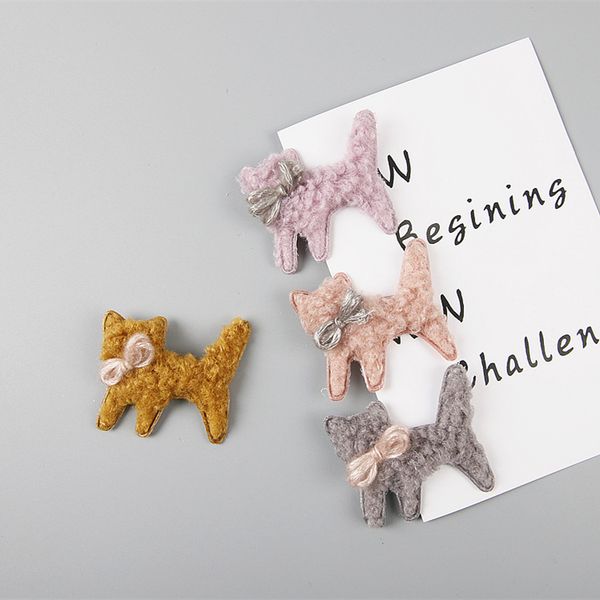 

wholesale 20pcs boutique cute felt cat barrettes hairpins solid animal snap clips fashion princess headwear hair accessories, Slivery;white