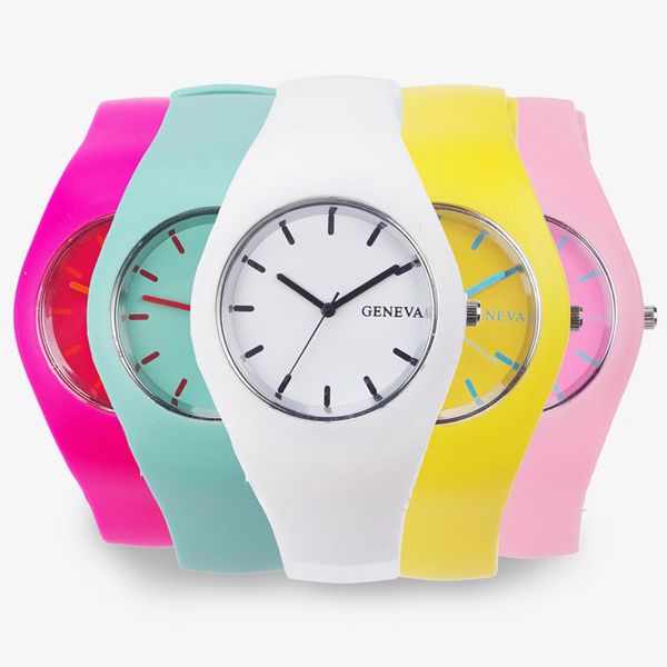 

men watch women cream color ultra-thin fashion gift silicone strap leisure watch sport wristwatch women's jelly watches, Slivery;brown