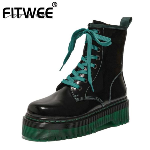 

fitwee новая женщина ботильоны плоский каблук из натуральной кожи миксы цвет зимняя обувь женщина прохладный моды обувь размер 34-42, Black