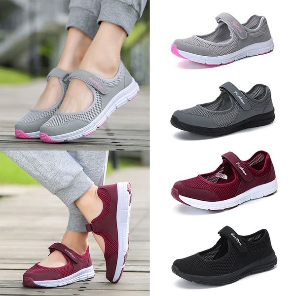 

women comfortable sneakers lightweight breathable mesh walking shoes female flats anti-slip mother waking moccasins sport shoes
