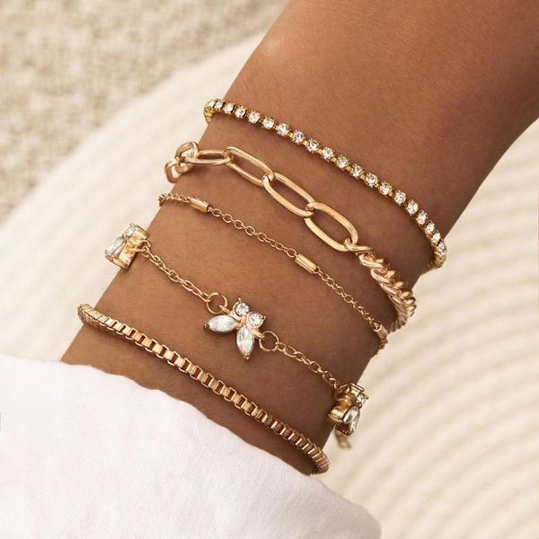 

fashion multi-layer alloy butterfly set bracelet women's crystal butterfly bracelet set combination party jewelry, Black