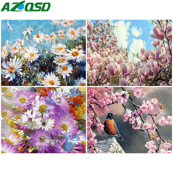 

azqsd painting by number kits flower diy unframe acrylic paint coloring by numbers birds drawing on canvas handpainted gift