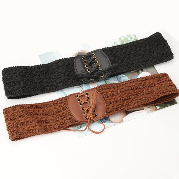 

fashion belt for women girdle wide elastic leather cummerbunds women waistband belts wedding party gift accessories, Black;brown