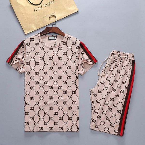 

selling mens designer tracksuits sets jogging suits short sleeve t shirt+shorts spring summer casual fashion sportswear sets, Gray
