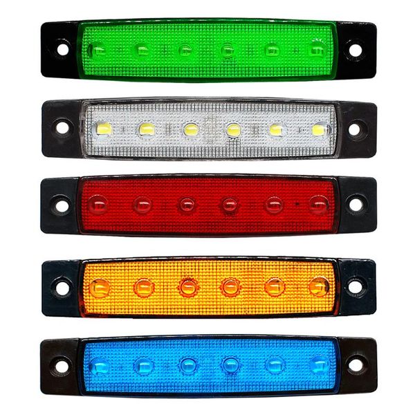 

10 x 12v/24v dc 6 led (white, red, amber, blue, green) sealed side marker light rear light for truck trailer van bus with screws