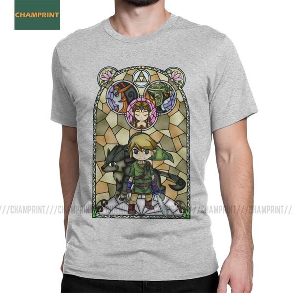 

twilight princess stained glass the legend of zelda t-shirt men toon hyrule game ganon cotton tee shirt short sleeve t shirt