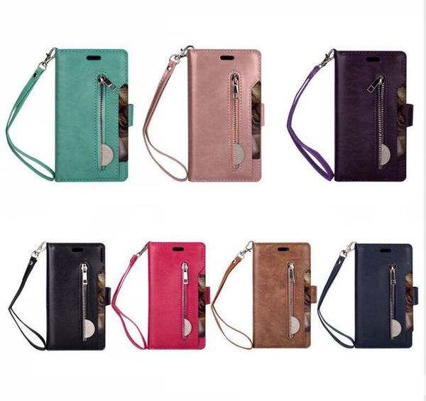 

luxury leather wallet case for huawei mate 20 lite galaxy j4 j6 j8 a6 plus multifunction zipper flip cover p id 9 card slot pouch strap