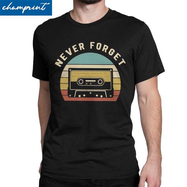 

vintage cassette tape never forget funny retro music lover gift t-shirt for men nerd oldshcool gaming vintage 100% cotton tees