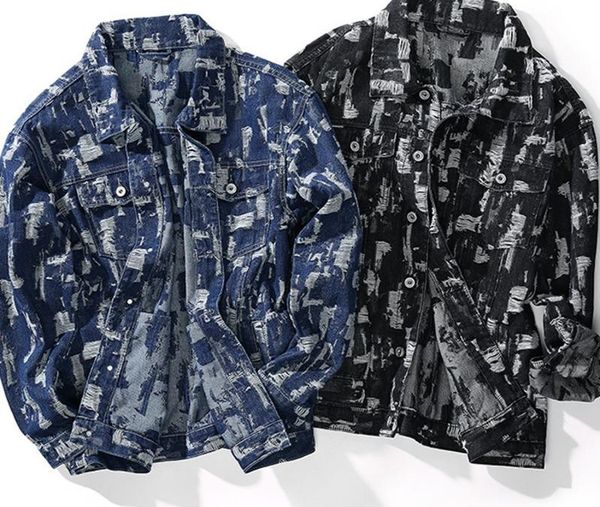 

xl 5xl jeans jacket men vintage ripped hip hop mens autumn jackets and coats 2020 fashion fall street style chaqueta vaquera new, Black;brown