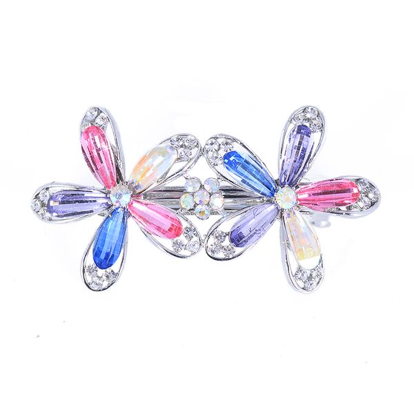 

easya sparkling rhinestone crystal flower hair jewelry fashion elegant hair accessories pin clips for women girls, Golden;silver