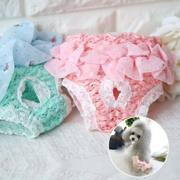 

dog apparel chiffon pet sanitary pants physiology hygienic shorts underwear puppy cute diaper lace edge for pant