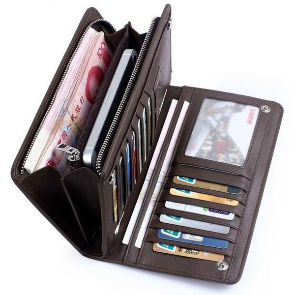 

men long wallet luxury credit card holder purses carteira masculina carteras billetera hombre leather money portfe carte clutch, Silver