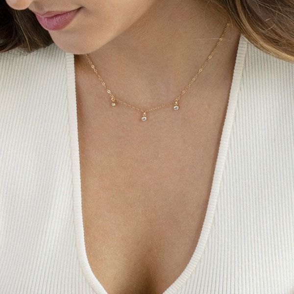 

gold filled zircon necklace handmade jewelry boho choker pendants minimalism collier femme kolye collares women necklace, Silver